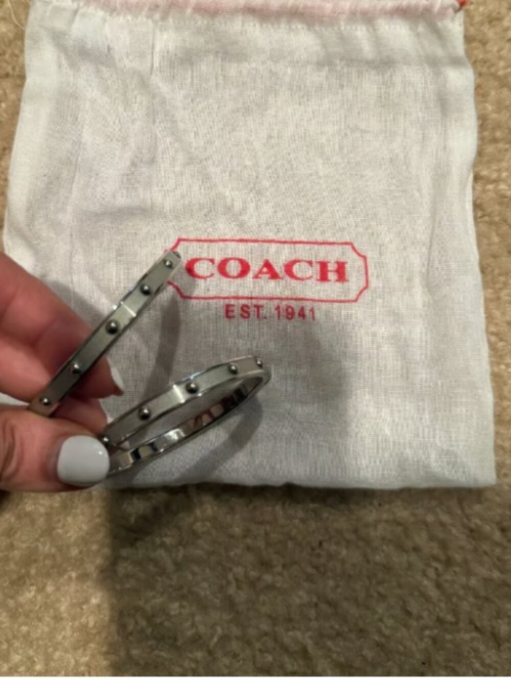Previously Loved Set of TWO (2) COACH Silver Nail Head Bracelets
